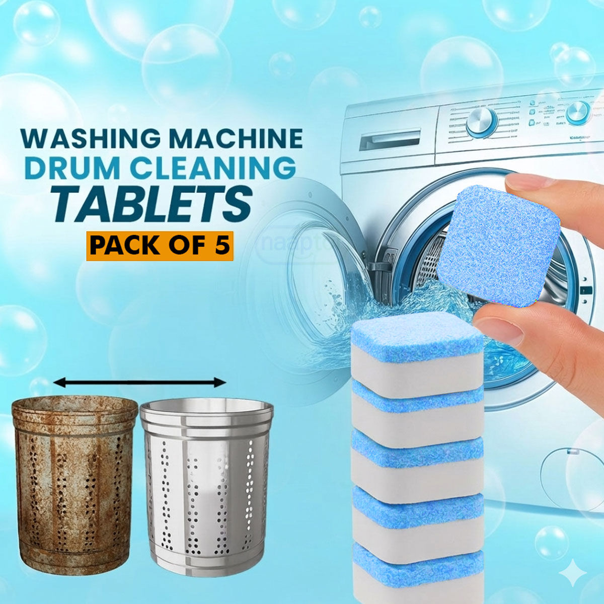 Washing Machine Drum Cleaning Tablets Pack of 5 WMT3