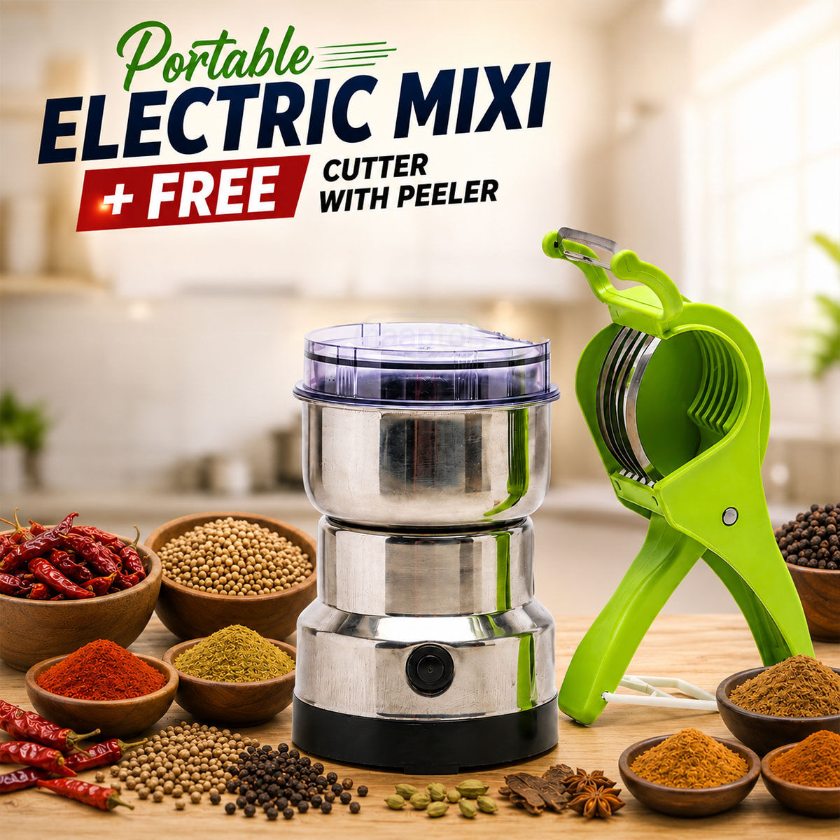 Portable Electric Mixi FREE Cutter with peeler EG8