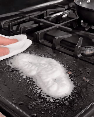 Grease wiped off the stove top