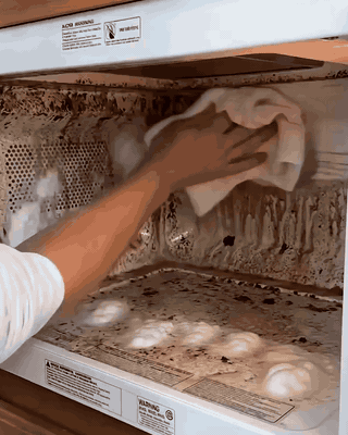 Baked-on stains inside the oven