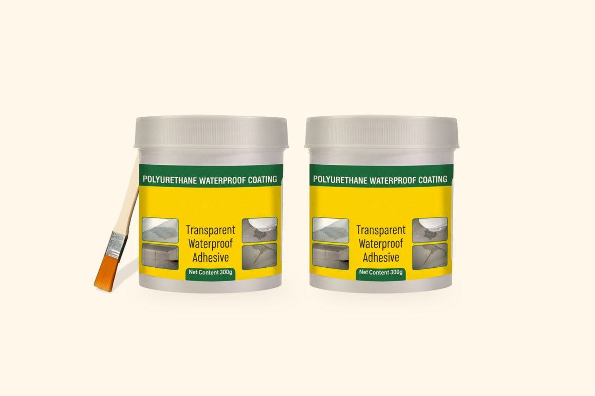 Two sealed tubs and the brush that applies them.