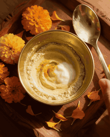 Mixed with dahi into a paste